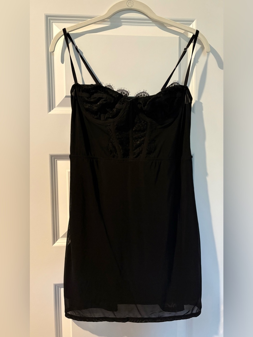 Urban Outfitters Black Lace-Trim Slip Chemise